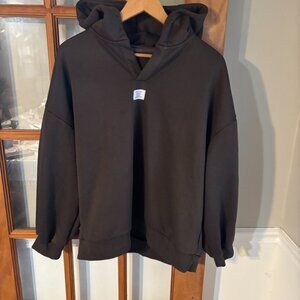 Dazy Unisex Brown hoodie without draw cords SZ: Large